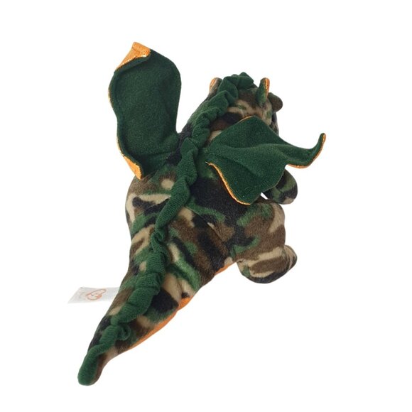 Ty Beanie Babies Raxor Dragon 9" Plush Camouflage Retired Orange Stuffed Animal - Picture 3 of 9